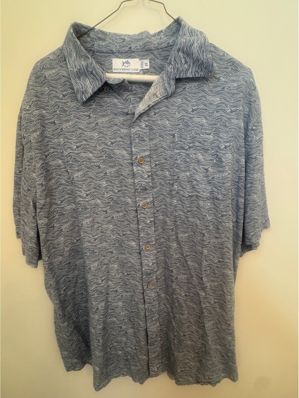 Southern Tide blue patterned polo shirt